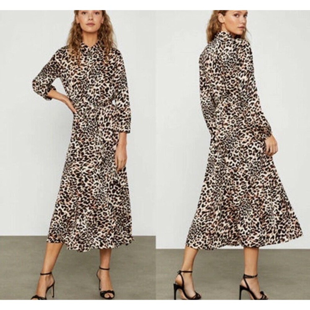 NEW BCBG MAX AZRIA LEOPARD-PRINT BLOUSON SHIRTDRESS SIZE XS $298.00